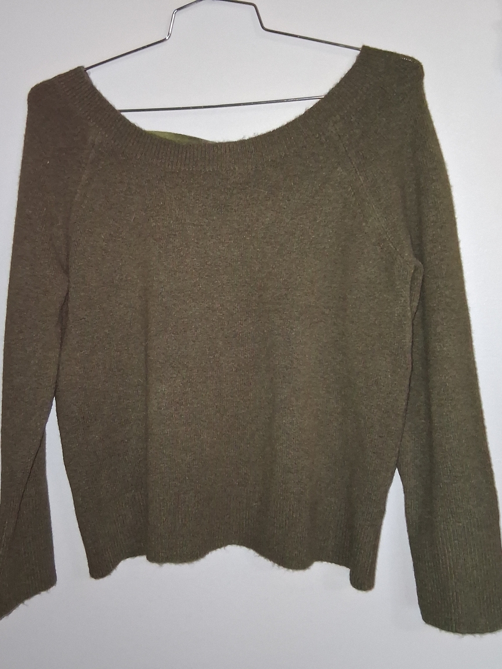 Trending Fall Color J. Crew Olive Wide Neck Sweater With Velvet Ribbon